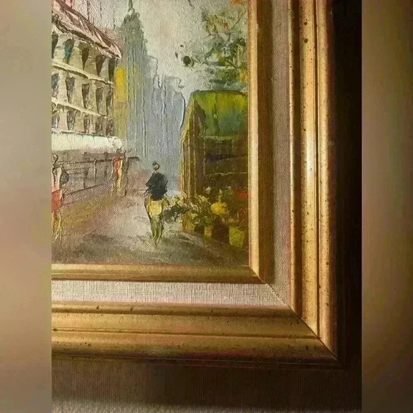 🎨 Cityscape Street Scene Impressionist  Oil on Canvas Framed Painting - Picture 7 of 14
